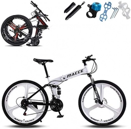 KEMANDUO Bike KEMANDUO Adult mountain bike, white 26-inch double disc brake wheel Mito, double damping folding bicycle adult mountain bikes and adjust the seat, 21 speed