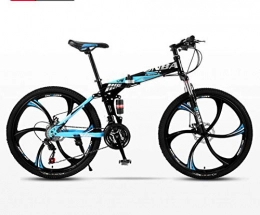 KEMANDUO Bike KEMANDUO Folding mountain bike, dark blue 24 inches double cutter wheel damper six mountain biking, double disc brakes full suspension bike, 24 speed