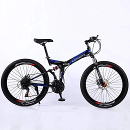 KKLTDI Bike KKLTDI 26 Inch Dual Disc Brake Shock Absorption Bicycle, Aluminum Alloy High Carbon Steel Mountain Bike, Lightweight Mountain Bike Black And Blue 26", 27-speed