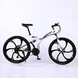 KKLTDI Bike KKLTDI 26 Inch Mountain Bikes, Men's Dual Disc Brake Hardtail Mountain Bike, High-carbon Steel Frame, Mountain Bicycle With Adjustable Seat White 26", 24-speed