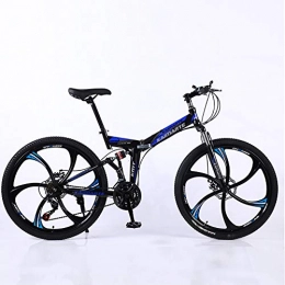 KKLTDI Bike KKLTDI High-carbon Steel Frame, Men's Dual Disc Brake Hardtail Mountain Bike, Mountain Bicycle With Adjustable Seat, 24 Inch Mountain Bikes Black And Blue 24", 27-speed