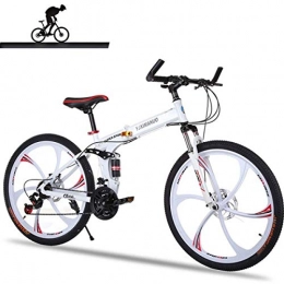 KOSGK Bike KOSGK Full Suspension Mountain Bike Aluminum Frame 21-Speed 26-inch Bicycle, White