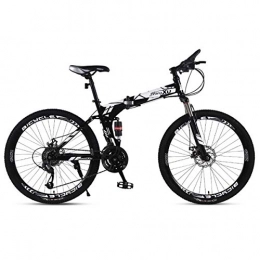 KOSGK Bike KOSGK Mountain Bike Child Bicycles 21 / 24 / 27 Speed Steel Frame 27.5 Inches 3-Spoke Wheels Dual Suspension Folding Bike, White, 24speed