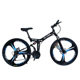 KP&CC Folding Mountain Bike KP&CC 6 cutter Wheels Mountain Bike Adult Shock-absorbing Disc Brake Y-folding Bicycle for Men and Women, Black