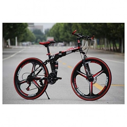 KXDLR Folding Mountain Bike KXDLR Mountain Bike 26 Inches 3 Spoke Wheels Full Suspension Folding Bike 21-30 Speeds MTB Bicycle with Dual Disc Brakes, Black, 30 Speed