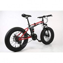 LLQ Folding Mountain Bike L&LQ 20" Alloy Folding Mountain Bike 27 Speed Dual Suspension 4.0Inch Fat Tire Bicycle Can Cycling On Snow, Mountains, Roads, Beaches, Etc, Blackred