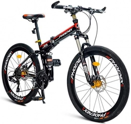 LAMTON Bike LAMTON Folding Mountain Bikes, 21-Speed Dual Suspension Alpine Bicycle, Dual Disc Brake High-Carbon Steel Frame Anti-Slip Bikes, Kids Men's Womens Bicycle (Color : Black)