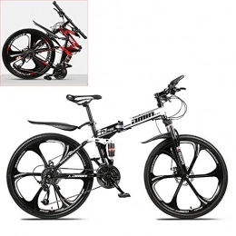 Lhh Bike Lhh Folding Mountain Bike, Mens Road Bike, Lightweight 21 Speeds Mountain Bicycle with High-Carbon Steel Frame, Fork & Hydraulic Shock Absorption, Double Disc Brake, for Men, Women, White