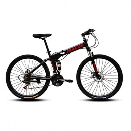 LHQ-HQ Bike LHQ-HQ 21 Speed Folding Mountain Adult Bike 26" Wheel Dual Disc Brake Dual-Suspension High-Carbon Steel Frame Loading 353 lbs for Height 5.2-6Ft, D