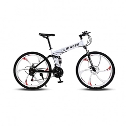 LHQ-HQ Bike LHQ-HQ 26" Wheel Folding Mountain Adult Bike 21 Speed High-Carbon Steel Frame Dual-Suspension ​Dual Disc Brake Loading 200Kg for Height 5.2-6Ft, B