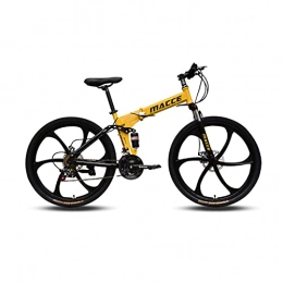 LHQ-HQ Bike LHQ-HQ 26" Wheel Folding Mountain Adult Bike 24 Speed High-Carbon Steel Frame Dual-Suspension Dual Disc Brake for Height 5.2-6Ft Loading 200Kg, C