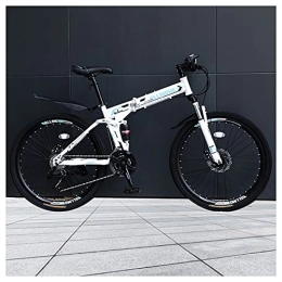 LHQ-HQ Bike LHQ-HQ 26" Wheel Folding Mountain Bike 30 Speed High-Carbon Steel Frame Dual Disc Brake Dual-Suspension Adult Bike for Height 5.2-6.2Ft, A