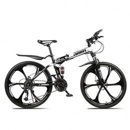 LHQ-HQ Folding Mountain Bike LHQ-HQ 26Inch Mountain Bike for men&women 27 Speed high-carbon steel folding Bicycle Six knife integrated wheel Bikes, Black