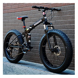 LHQ-HQ Bike LHQ-HQ Fat Tire Folding Mountain Bike 24" Wheel 4" Wide Tires 21 Speed Dual-Suspension Dual Disc Brake Adult Bike for Height 5.3-5.9Ft, C