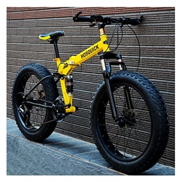 LHQ-HQ Bike LHQ-HQ Fat Tire Folding Mountain Bike 24" Wheel 4" Wide Tires 27 Speed Dual-Suspension Dual Disc Brake Adult Bike for Height 5.3-5.9Ft, B