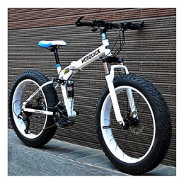 LHQ-HQ Bike LHQ-HQ Fat Tire Folding Mountain Bike 24" wheel 7 Speed 4" Wide Tires Dual-Suspension Dual Disc Brake Adult Bike for Height 5.3-5.9Ft, B