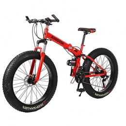 LHQ-HQ Bike LHQ-HQ Folding Mountain Adult Bike 24" 4.0 Fat Tire Bike 24 Speed MTB Bicycle Dual Disc Brake Dual-Suspension, B