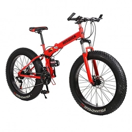 LHQ-HQ Bike LHQ-HQ Folding Mountain Adult Bike 26" 21 Speed 4.0 Fat Tire Bike MTB Bicycle Dual Disc Brake Loading 200Kg Dual-Suspension, A