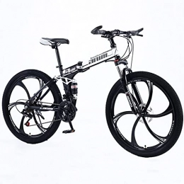 LHQ-HQ Folding Mountain Bike LHQ-HQ Folding Mountain Adult Bike 26" Wheel 24 Speed Dual-Suspension Dual Disc Brake High-Carbon Steel Frame Loading 265 lbs for Height 5.2-6Ft, C