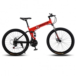 LHQ-HQ Bike LHQ-HQ Folding Mountain Adult Bike 26" Wheel 27 Speed High-Carbon Steel Frame Full-Suspension Dual Disc Brake Loading 200Kg for Height 5.2-6Ft, B