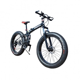 LHQ-HQ Bike LHQ-HQ Folding Mountain Adults Bike, 27 Speed Teenagers MTB Bicycle 20" 4.0 Fat Tire Bike Dual Disc Brake Dual-Suspension, A