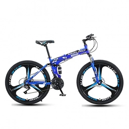 LHQ-HQ Bike LHQ-HQ Folding Mountain Bike 26" Magnesium Alloy Wheel 24 Speed High-Carbon Steel Frame Adult Bike Dual Disc Brake Dual-Suspension, B