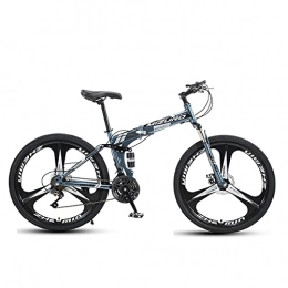 LHQ-HQ Bike LHQ-HQ Folding Mountain Bike 26" Magnesium Alloy Wheel 24 Speed High-Carbon Steel Frame Adult Bike Dual Disc Brake Dual-Suspension, C