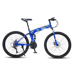 LHQ-HQ Folding Mountain Bike LHQ-HQ Folding Mountain Bike 26" Wheel 21 Speed High-Carbon Steel Frame Dual-Suspension Dual Disc Brake Adult Bike for Height 5.2-6Ft, A