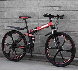 LHQ-HQ Folding Mountain Bike LHQ-HQ Mountain Bike Folding Bikes, 26In 21Speed Double Disc Brake Full Suspension AntiSlip, Lightweight Aluminum Frame, Suspension Fork Outdoor sports Mountain Bike (Color : Red, Size : C)