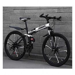 LHQ-HQ Folding Mountain Bike LHQ-HQ Mountain Bike for men&women 26Inch 27 Speed Ten knife integrated wheel Bikes high-carbon steel folding Bicycle, White