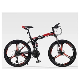 LHQ-HQ Folding Mountain Bike LHQ-HQ Outdoor sports 26" Folding Mountain Bike 27 Speed Dual Suspension Bicycle Dual Disc Brake Bike Outdoor sports Mountain Bike (Color : Red)