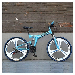 LHQ-HQ Bike LHQ-HQ Outdoor sports 26 Inch Mountain Bike Variable 27 Speed Bicycle Double Shock Absorption Sports Car OffRoad Racing Adult High Carbon Steel Folding Frame (Color : Blue)