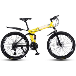 LHQ-HQ Bike LHQ-HQ Outdoor sports 26Inch Folding Mountain Bike ShockAbsorbing OffRoad AntiTire Mountain Bike Male And Female Adult Lady 24Speed Mountain Bike Outdoor sports Mountain Bike (Color : Yellow)