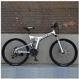LHQ-HQ Bike LHQ-HQ Outdoor sports Dual Suspension Mountain Bike, 26" High Carbon Steel Folding Mountain Bicycle 21 Speed Mountain Bike with Double Disc Brake (Color : Silver)