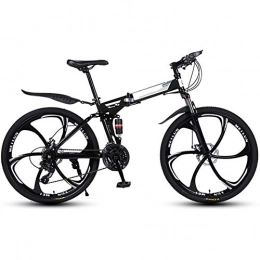 LHQ-HQ Folding Mountain Bike LHQ-HQ Outdoor sports Folding Mountain Bike 21 Speed Bicycle Full Suspension Foldable High Carbon Steel Frame 26" Double Disc Brake Outdoor sports Mountain Bike (Color : Black)