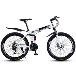 LHQ-HQ Bike LHQ-HQ Outdoor sports Folding Mountain Bike 21 Speed Mountain Bike 26 Inches Dual Suspension Bicycle And Double Disc Brake (Color : White)