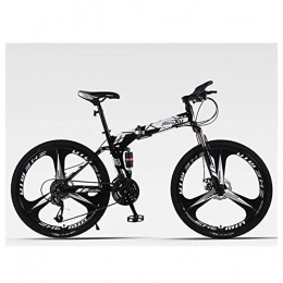 LHQ-HQ Bike LHQ-HQ Outdoor sports Folding Mountain Bike 24 Speed Bicycle Full Suspension MTB Foldable Frame 26" 3 Spoke Wheels (Color : Black)