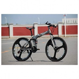 LHQ-HQ Folding Mountain Bike LHQ-HQ Outdoor sports Mountain Bike 26 Inches 3 Spoke Wheels Full Suspension Folding Bike 2130 Speeds MTB Bicycle with Dual Disc Brakes Outdoor sports Mountain Bike (Color : Grey, Size : 24 Speed)