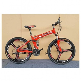 LHQ-HQ Folding Mountain Bike LHQ-HQ Outdoor sports Mountain Bike, Mountain Folding Bike Men's Dual Suspension Mountain Bike 26 Inch 24 Speed ?Double Disc Brake Outdoor sports Mountain Bike (Color : Red)