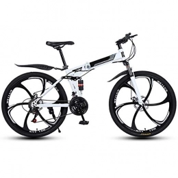 LHQ-HQ Bike LHQ-HQ Outdoor sports Mountain Folding Bike, 26 Inch Folding with Six Cutter Wheels And Double Disc Brake, Premium Full Suspension And 27 Speed Gear (Color : White)
