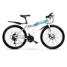 LICHUXIN Folding Mountain Bike LICHUXIN 24-Inch Mountain Bike, Outdoor Foldable Variable Speed Men's Off-Road Bike, Dual Disc Brakes And Carbon Steel Frame, 21 / 24 / 27 / 30 Speed, Blue, 21 speed