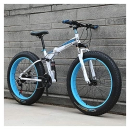 LILIS Folding Mountain Bike LILIS Mountain Bike Folding Bike Fat Tire Bike Folding Bicycle Adult Road Bikes Beach Snowmobile Bicycles For Men Women (Color : Blue, Size : 24in)