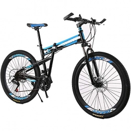 Link Co Folding Mountain Bike Link Co 26 * 17 Inch Mountain Bike Double Disc Brake Folding Mountain Bike 21 Speed Shock Absorption Speed Car, Blue