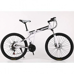 Link Co Folding Mountain Bike Link Co 26 * 17 Inch Mountain Bike Double Disc Brake Folding Mountain Bike 21 Speed Shock Absorption Speed Car, White