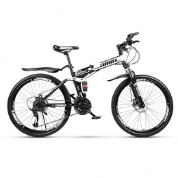 Link Co Folding Mountain Bike Link Co Folding Mountain Bike Bicycle 26 Inch 27-Speed Double Shock Absorption One-Wheel Drive, White