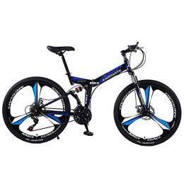 LIU Folding Mountain Bike LIU Folding Bicycle Mountain Bike 24 And 26 Inch Knife High Carbon Steel Double Disc Brake Adult Exercise Mountain Bicycle, BlackBlue, 24inch21speed