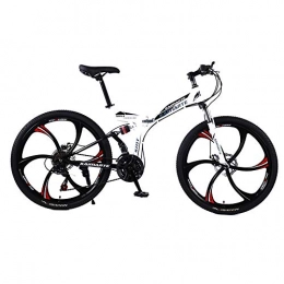 LIU Bike LIU Mountain Bike 24 / 26 Inches 6 Spoke Wheels Dual Suspension Folding Bike 21 / 24 / 27 Speed MTB, Adults, Men and Women Universal, White, 26inch24speed