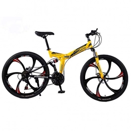 LIU Bike LIU Mountain Bike 24 / 26 Inches 6 Spoke Wheels Dual Suspension Folding Bike 21 / 24 / 27 Speed MTB, Adults, Men and Women Universal, Yellow, 24inch24speed