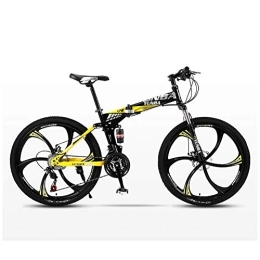 LIUCHUNYANSH Folding Mountain Bike LIUCHUNYANSH Off-road Bike Mountain Bicycle Folding Bike Road Men's MTB Bikes 24 Speed Bikes Wheels For Adult Womens (Color : Yellow, Size : 24in)