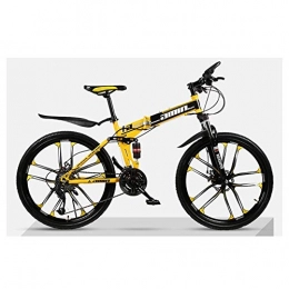 LKAIBIN Folding Mountain Bike LKAIBIN Cross country bike Outdoor sports Folding Mountain Bike 27 Speed Full Suspension Mtb Daul Disc Brake Bicycle 26" Unisex (Color : Yellow)